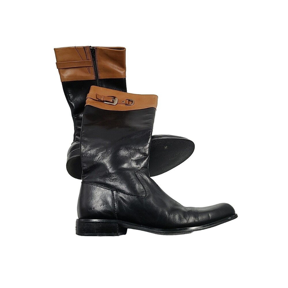 AK Anne Klein IFlex Boots Womens Leather Black Brown Chandler Size 8 M